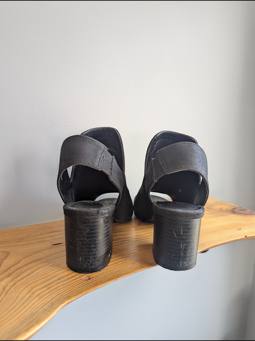 Women’s Black Peep-Toe Block Heel Slingback Shoes - Picture 3 of 4